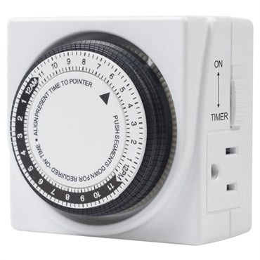 Hort2O™ Dual Outlet Mechanical Timer - 120V - 30 minute Increments - Up to 48 On/Off Cycles per Day