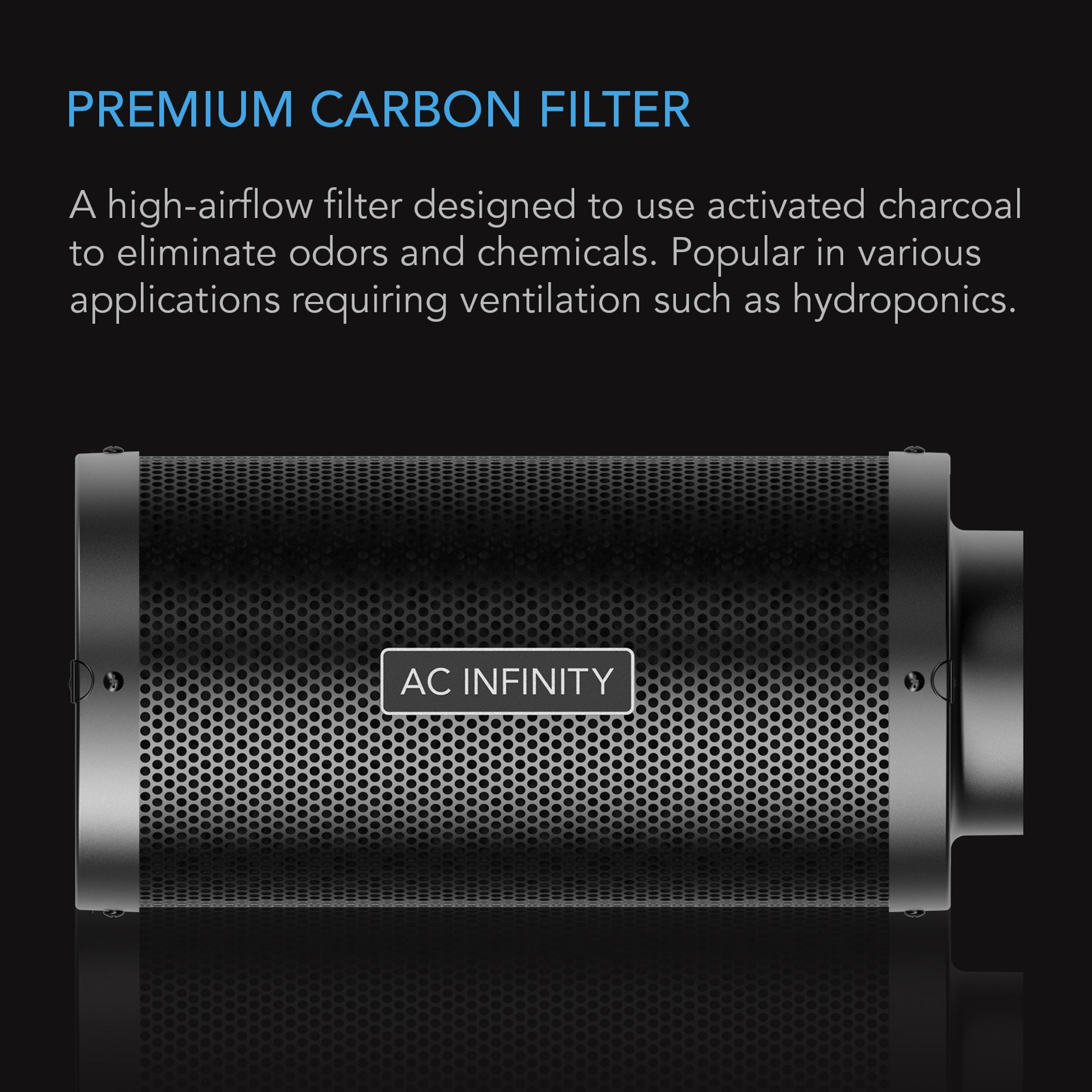 AC Infinity Air Carbon Filter 6" with Premium Australian Virgin Charcoal, For Inline Duct Fan, Odor Control, Hydroponics - Green Valley Hydroponics