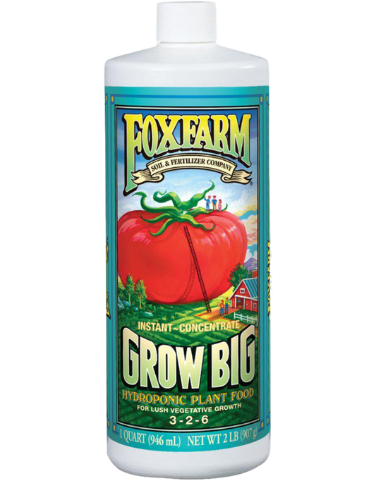 FoxFarm® Grow Big® Hydroponic Fertilizer 3-2-6 | 32oz bottle | Hydroponic Liquid Plant Food - Green Valley Hydroponics